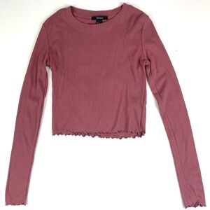 Women’s Forever 21 Pink Cropped Long Sleeve T Shirt Size Small